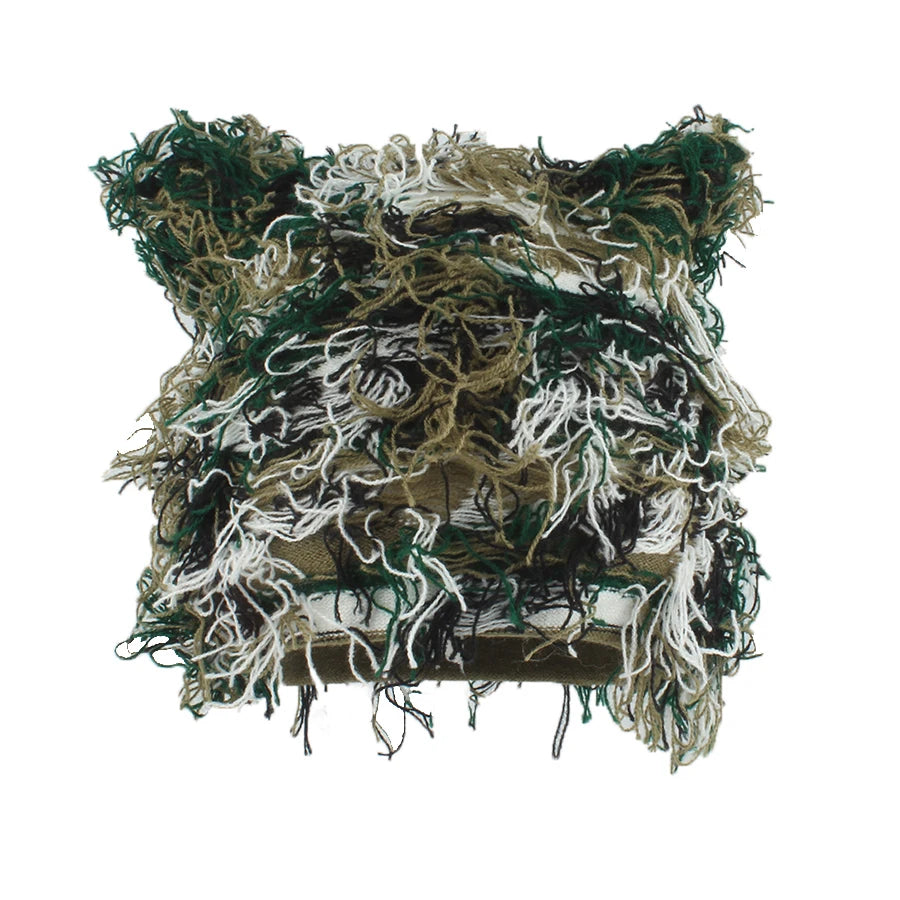 Autumn Winter Hats For Women Cute Cat Ears Knitted Hat Unisex Fashion Street Punk Hip Hop Caps Balaclava Black Pink Skullies Bea