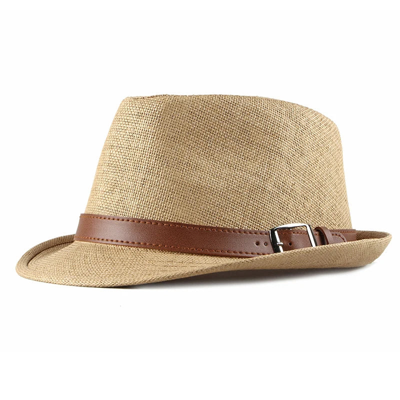Spring and summer straw woven hats, fashionable top hats, sun protection and sunshade hats, British retro gentleman jazz hats