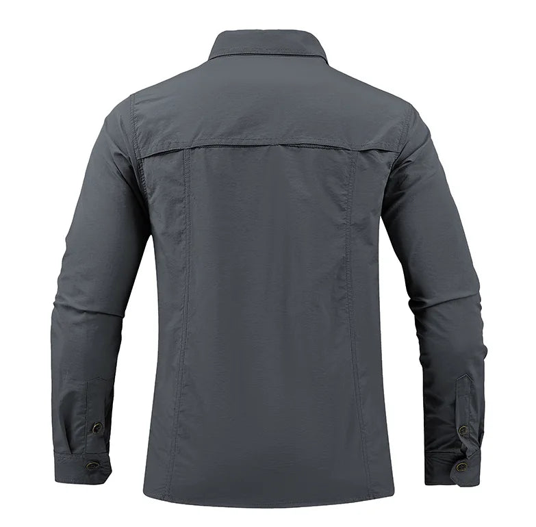 New Mens Long-sleeved Hiking Shirts Summer Outdoor Tactical Multi-pocket Waterproof Quick-dry Fishing Camping Cargo Safari Shirt