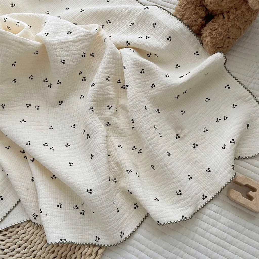 2-3 Layers Baby Blankets Bear Dots Print Cotton Gauze Muslin Swaddle Wrap Newborn Infant Bedding Sleeping Receving Blanket