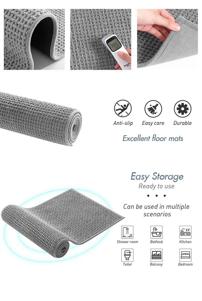 Bath Rug Mat Non-Slip Absorbent Bathroom Rug for Home Decor Carpet Soft Shower Foot Pad Tapis Salle De Bain Alfombra 욕실 발매트 화장실