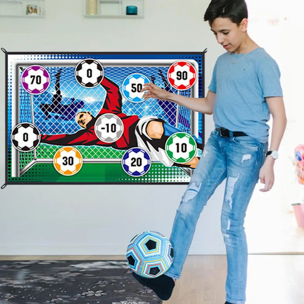 Soccer Ball Game Set for Kids Boys Toss Soccer Goal Game Soccer Training Equipment Set With 1 Ball 1 Flannel Target And 2 Ground