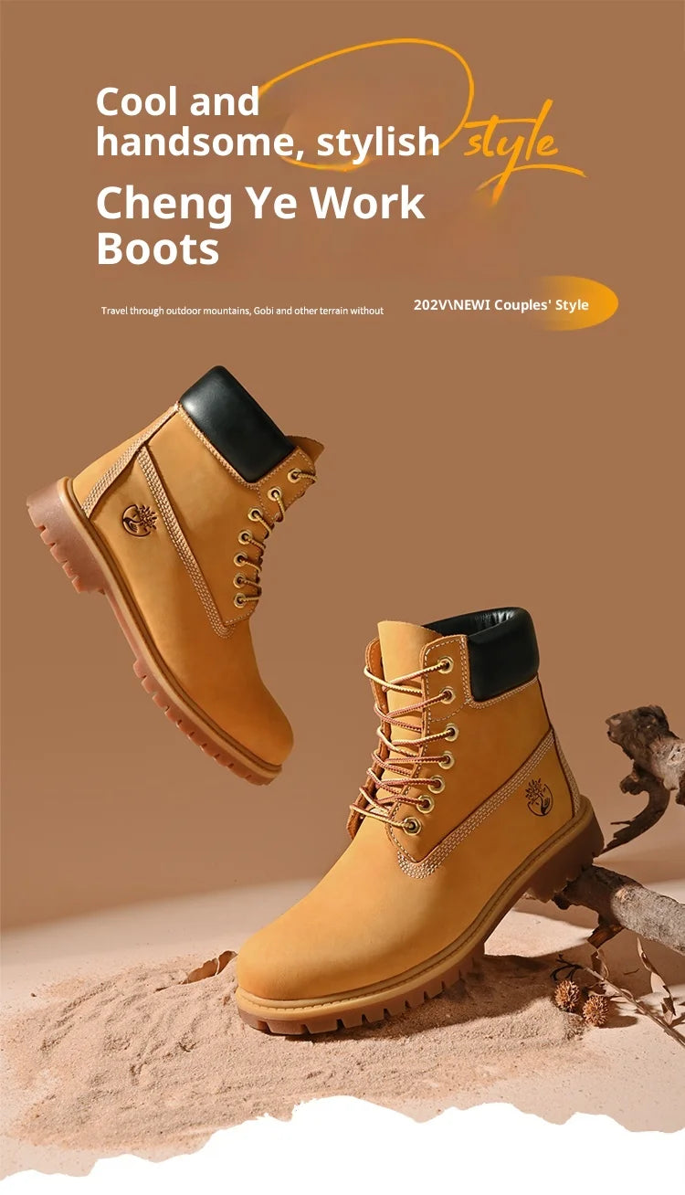 Boots Men High Top Boots Men's Leather Shoes Winter Fashion Plush Warm Shoes Outdoor Sneakers Lace Up Non-Slip Ankle Boots Male