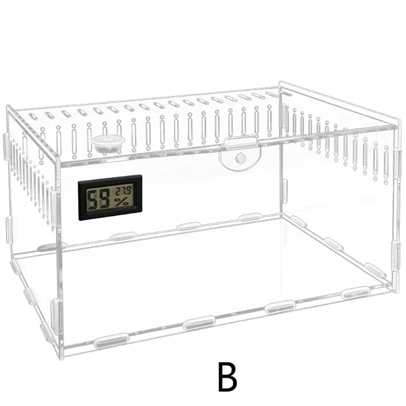 Reptiles Feeding Box Acrylic Terrariums Container for Spiders Lizards Small Pet Mini Habitat 2 Size