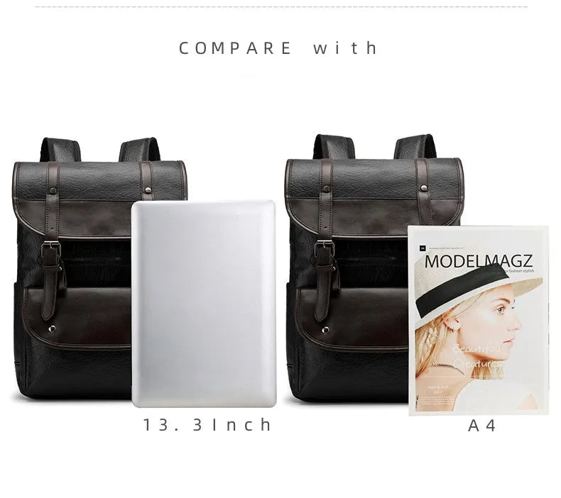 New Backpack Men's Trendy Retro Bag Business Computer Bag Travel Weekend Large Capacity Waterproof and Durable Leather Backpack