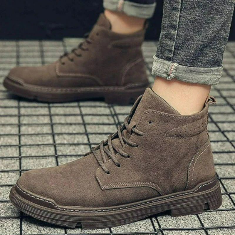 Men's Boots Outdoor Ankle Boots Autumn Winter Platform Casual Shoes British Style Retro High Top Shoes Lace-up Work Male Boots