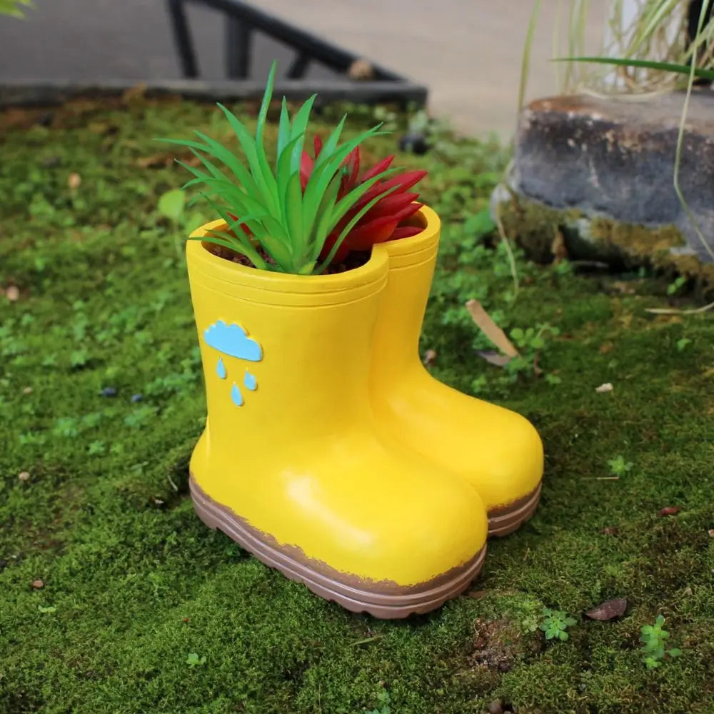 Garden Decoration Resin Rain Boot Planter Funny Decorative Flower Pot Crafts Pen Holder Balcony