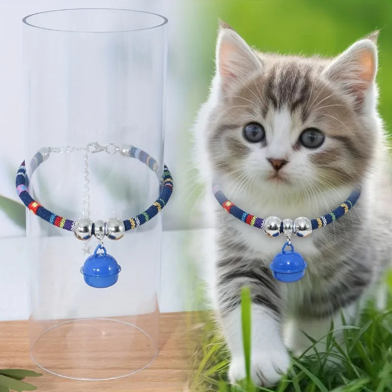 Adjustable Pet Collar with Bell Cute Collars for Small Dogs and Cats Kitten Necklace Pet Accessories