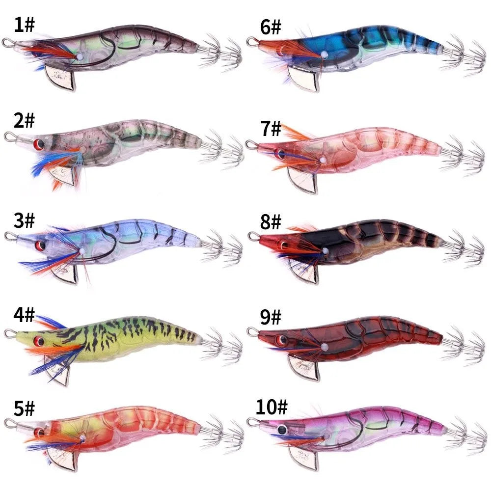 10cm 12g Fishing Lure 2.5# hook Artificial Noctilucent Squid Cuttlefish Jigs Noctilucent Wood Artificial Squid Hook Jigs