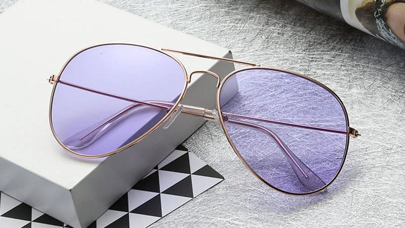 Sunglasses Men Metal Frame Sun Glasses Luxury Vintage Brand Designer Women Unisex Eyewear Blue Mirror Pilot Lunette De Soleil