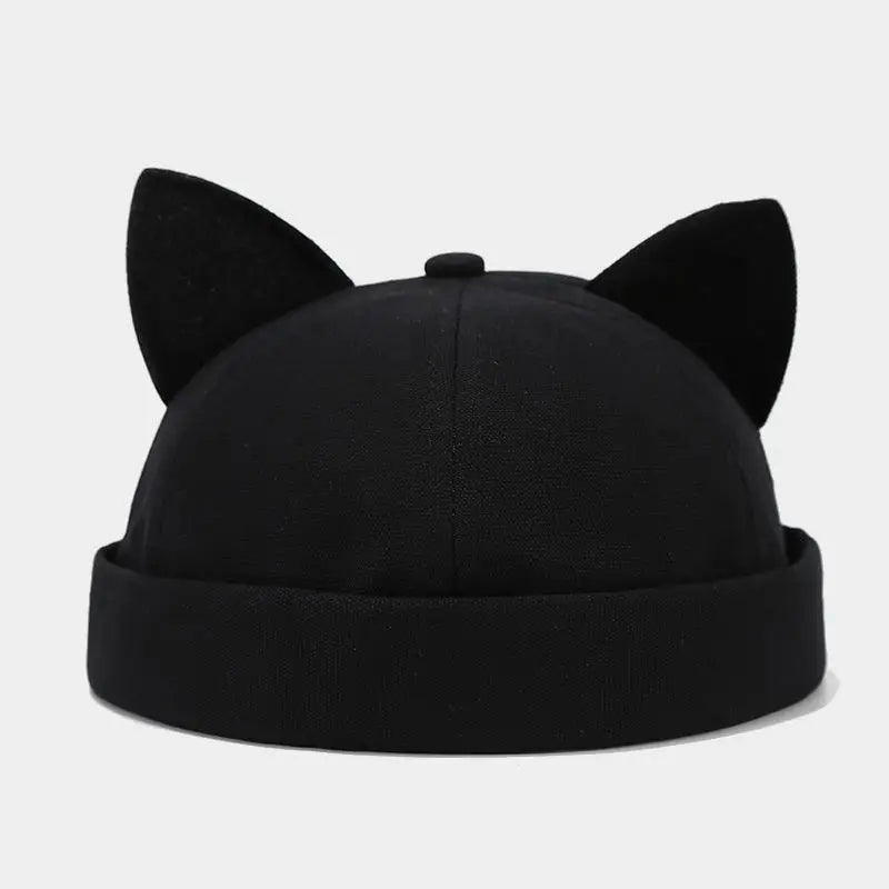 Cat Ears Cute Hats For Women Men Spring Summer Fashion  Melon Hat Female Simple Casual Adjustable Beanie Vintage Brimless Cap