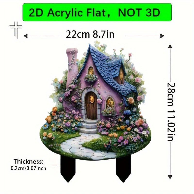 2D planar Acrylic House Design Bonsai Planting Area Farm Garden Grassland Ground Decoration Potted Plant Inserts Home Decor