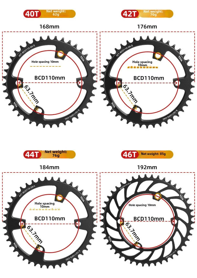 Road bike 110BCD Universal 4 hole claw plus minus teeth single speed disc36T 38 40 42 50T 58T sprocket bycicle parts accesories