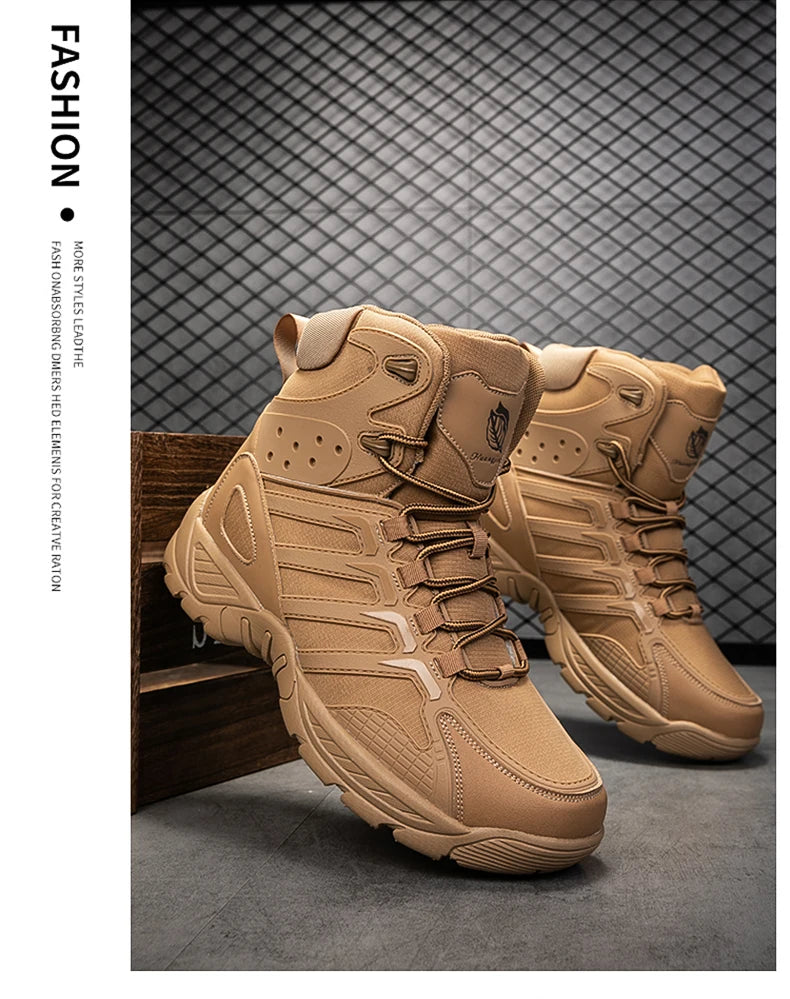 Fashion Men's Boots Comfortable High-top Boots Outdoor Non-slip Hiking Boots Lightweight Men Desert Boots Motorcycle Boots