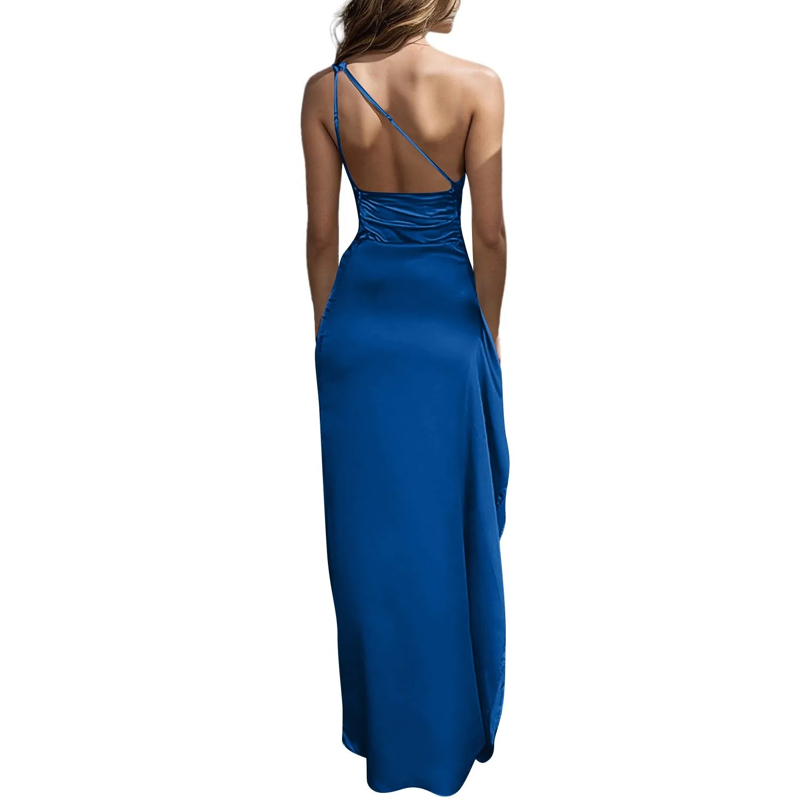 Sexy dresses for women Satin Backless Slim party Long Dress One Shoulder HighSplit Cocktail dress Wedding evening dresses elbise