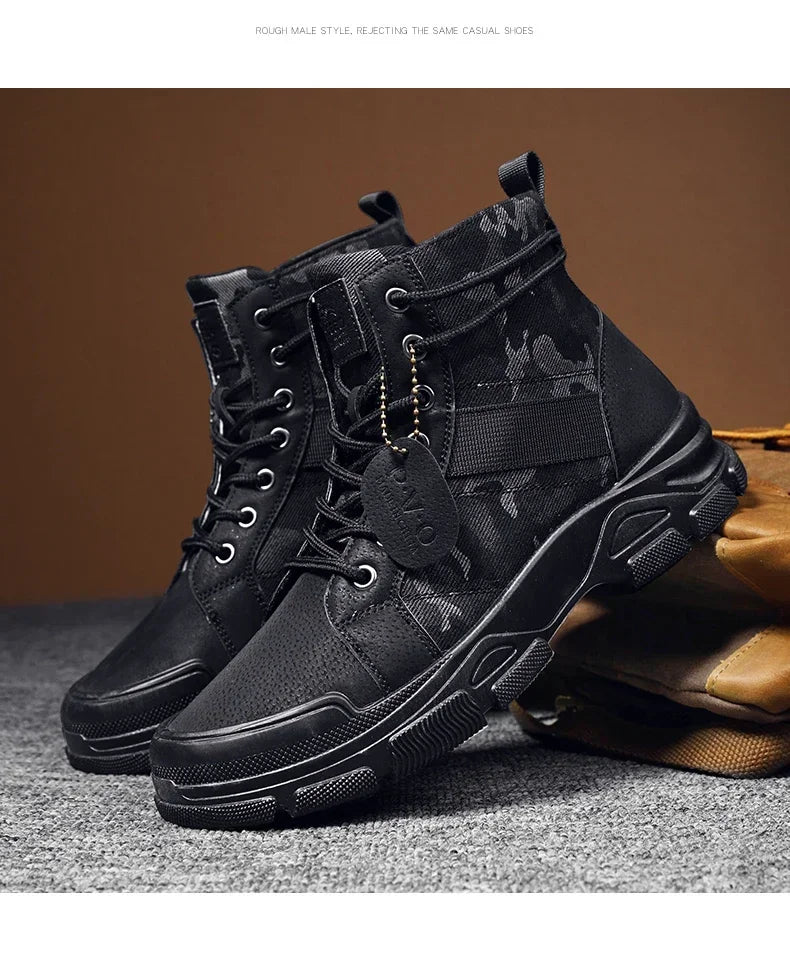 Boots For Men Autumn High Top Camouflage Desert Casual Flats Mens Boot Breathable Non Slip Work Shoes Zapatillas Hombre