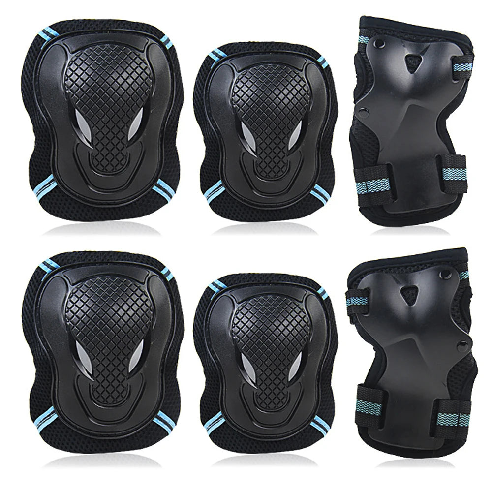 6Pcs/Set Sports Protective Gear Set Skating Knee Pad Elbow Pad Wrist Hand Protector for Kid Adult Cycling Roller Rock Climbing