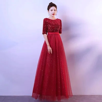 DMZ-75#Evening Bridesmaid Dresses Long Chorus Costume Host Adult Christmas Dress Sequin Wholesale Royal Blue Red  Wine Red Gary