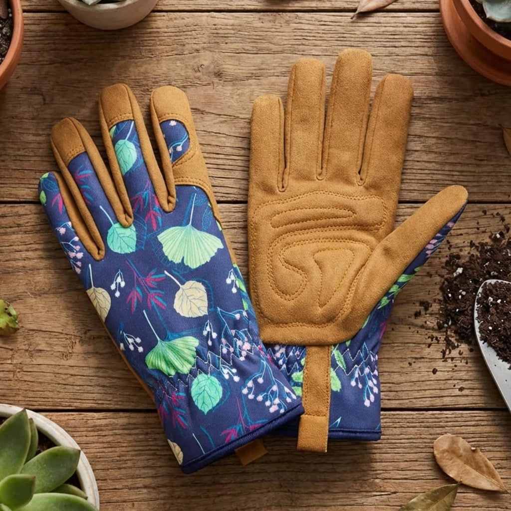 Womens Gardening Weeding Working Gloves, Leather Garden Glove for Women Thorn Proof No Stab for Digging, Planting,Pruning