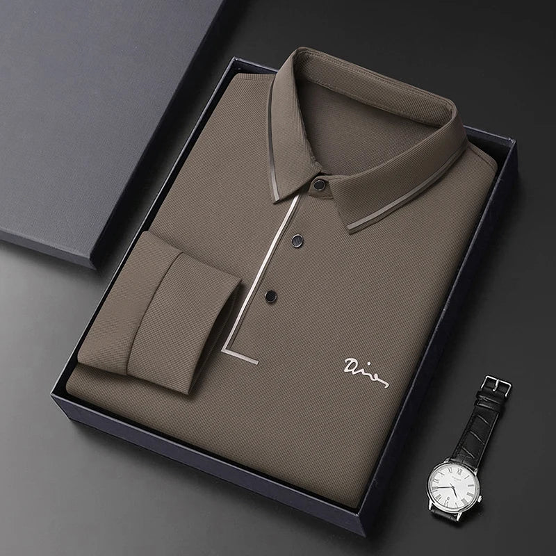 Men's Long Sleeve T-Shirt, Loose Fit Casual Printed Polo Shirts, Shrink Resistant Cotton Crewneck T-Shirt for Men