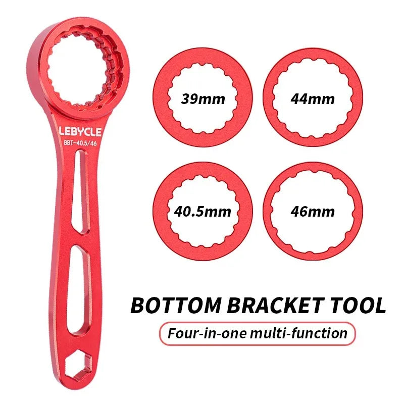 LEBYCLE 4-in-1 Aluminum BB Tool 39/40.5/44/46mm Multi-Function Bottom Bracket Wrench for Road/MTB Bicycle Maintenance Accessorie