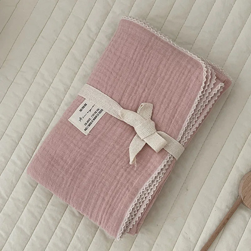 2-3 Layers Baby Blankets Bear Dots Print Cotton Gauze Muslin Swaddle Wrap Newborn Infant Bedding Sleeping Receving Blanket