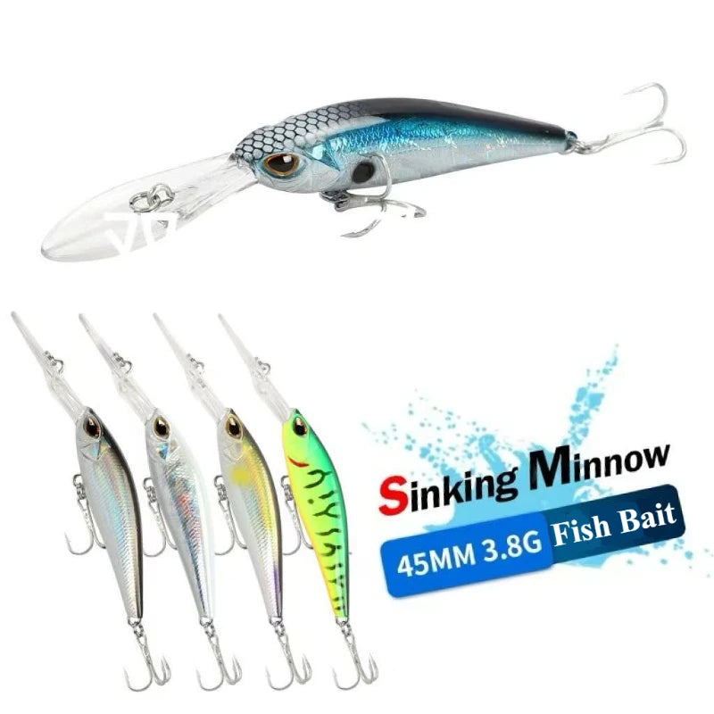 Fishing Lure Long Lip Minnow Wobbler Lure 6cm 6g Deep Diving Floating Jerkbait Swimbait Artificial Hard Bait Trout Bass Bait