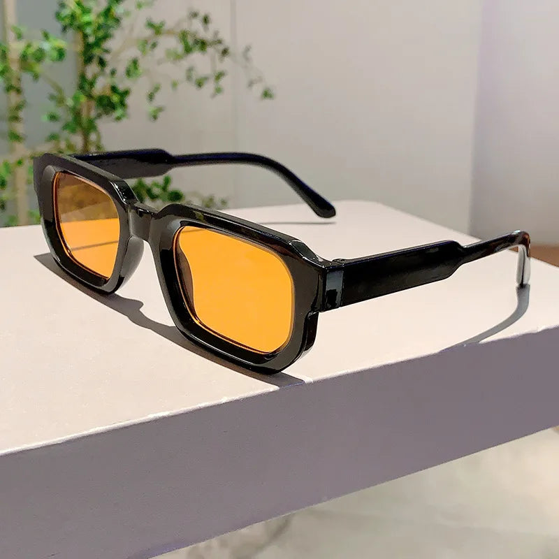 New Men Vintage Rectangle Frame Sunglasses Fashion Retro Sun Glasses Luxury Brand Design Glasses UV400 Eyewear Women Goggles