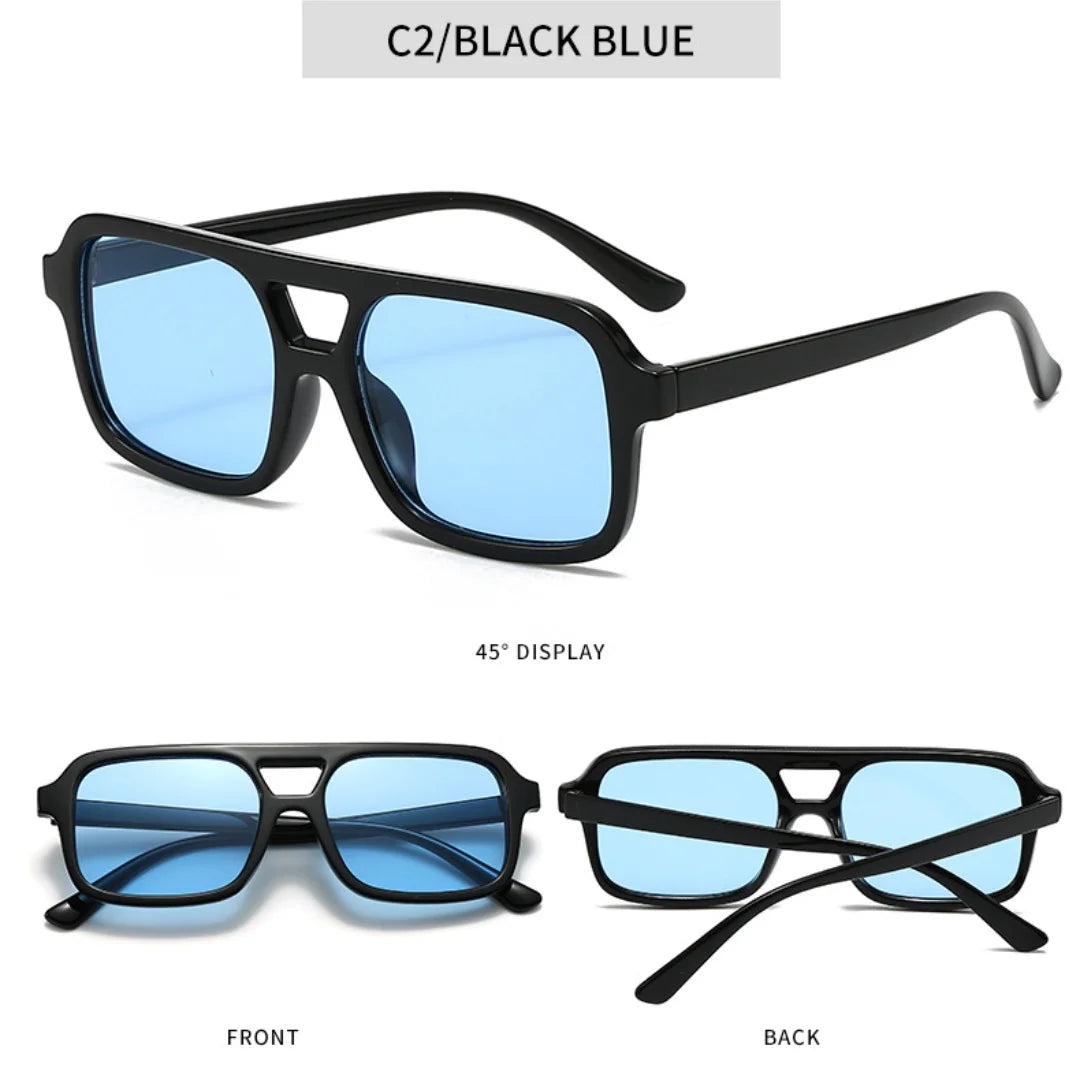 Men Driving Sunglasses Trendy Square Sunglasses Large Frame Yellow Lens Night Vision Glasses Women Retro Sun Glasses Anti Uv400