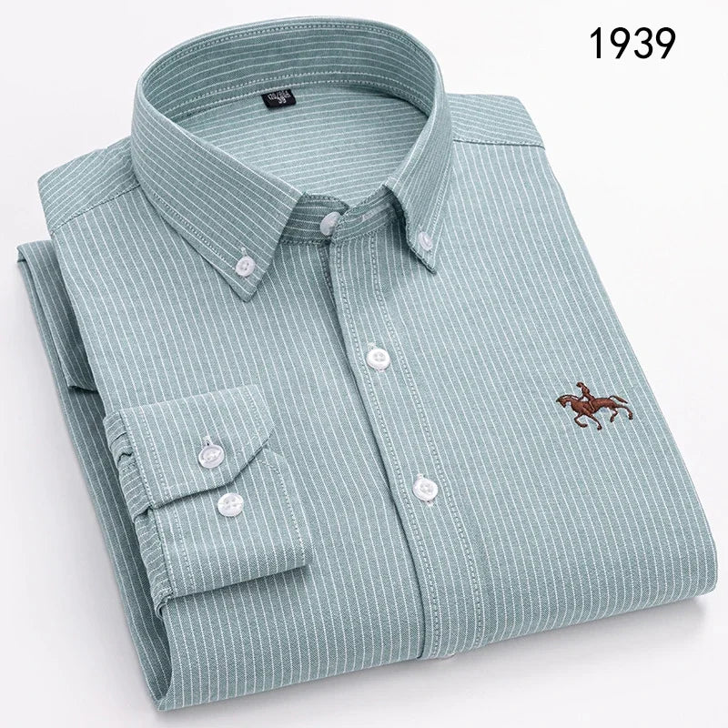 Long Sleeve Shirts for Men Clothing Autumn Winter 100% Cotton Oxford Top Blouse Large Size Business Casual Shirts Korean Fashion