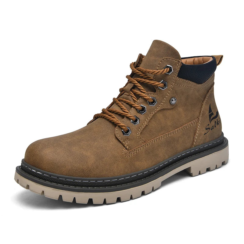 Handmade Men Boots Ankle Winter Leather Shoes Autumn Outdoor Hiking Boots Sneakers Hombres Botas High Top Footwear Anti Slip