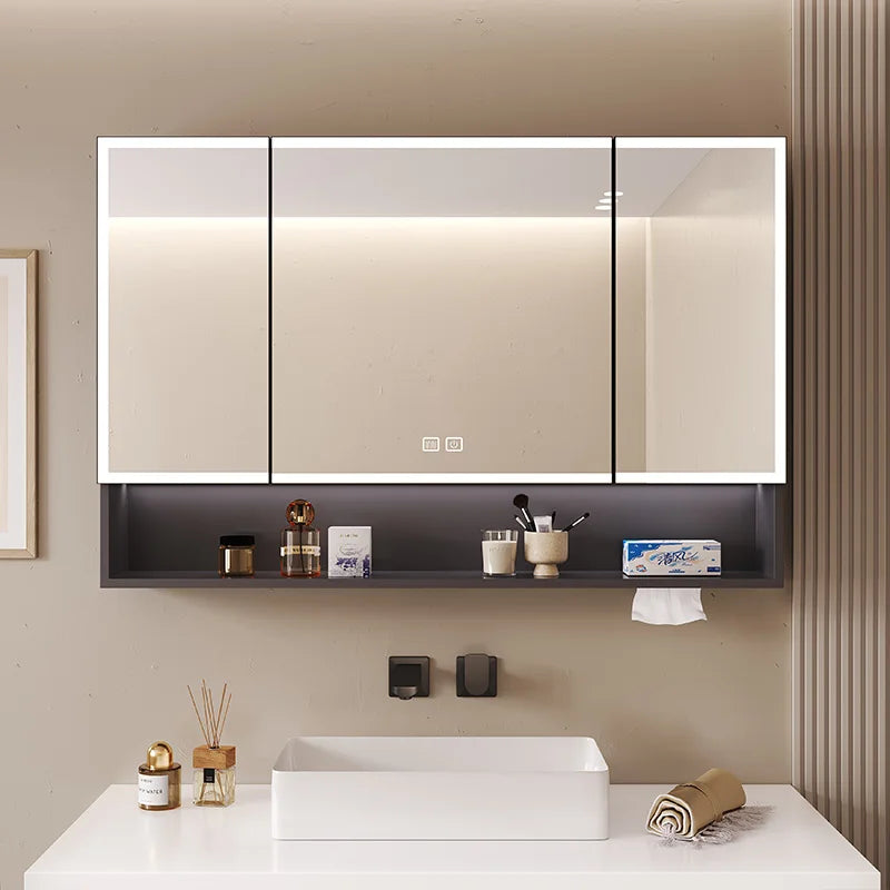 Bathroom Mirror LED Dimmable Touch Sensor Anti Fog Wall Mounted Vanity Makeup Table Full Body Mirror Household Bathroom Home