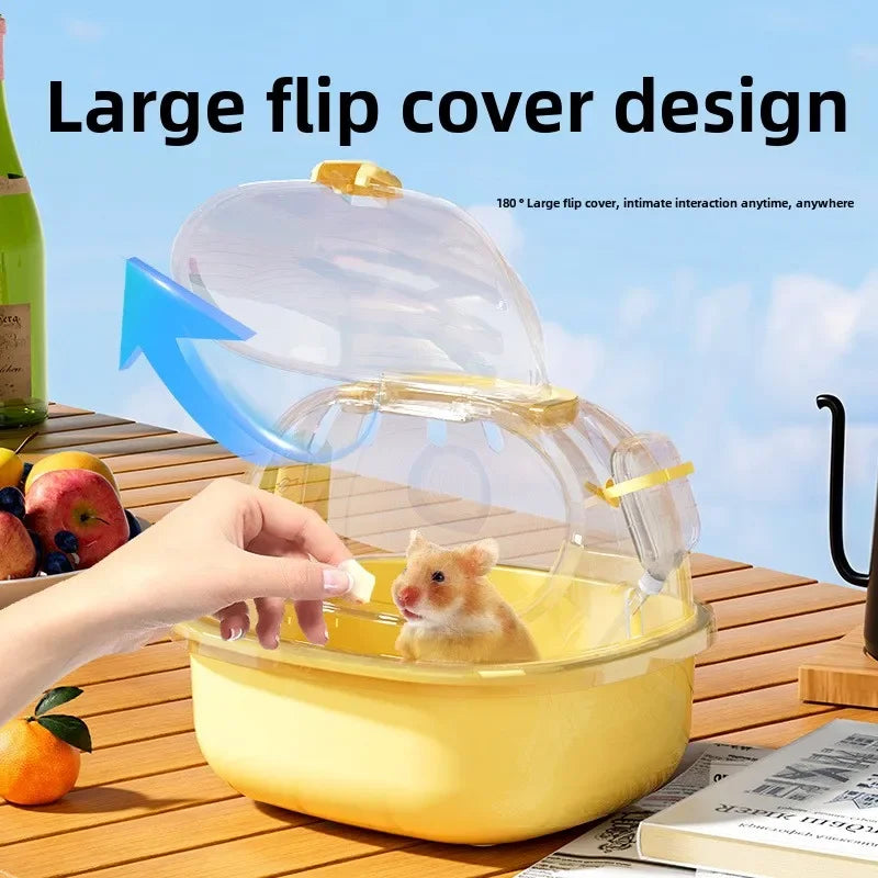 Transparent Hamster Toilet Cage, Portable Handheld Chinchilla Cage Small Animal Carry Cage Sturdy Breathable Pet Carrying Box