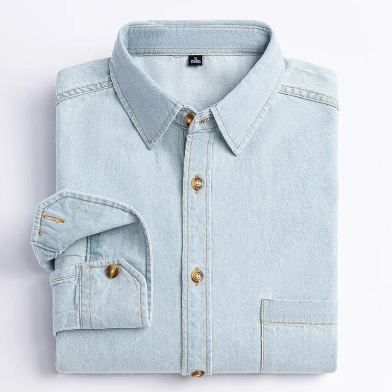 Men's shirt Long sleeve Autumn and winter 100% cotton denim coat Business casual wear high quality fashion breathable