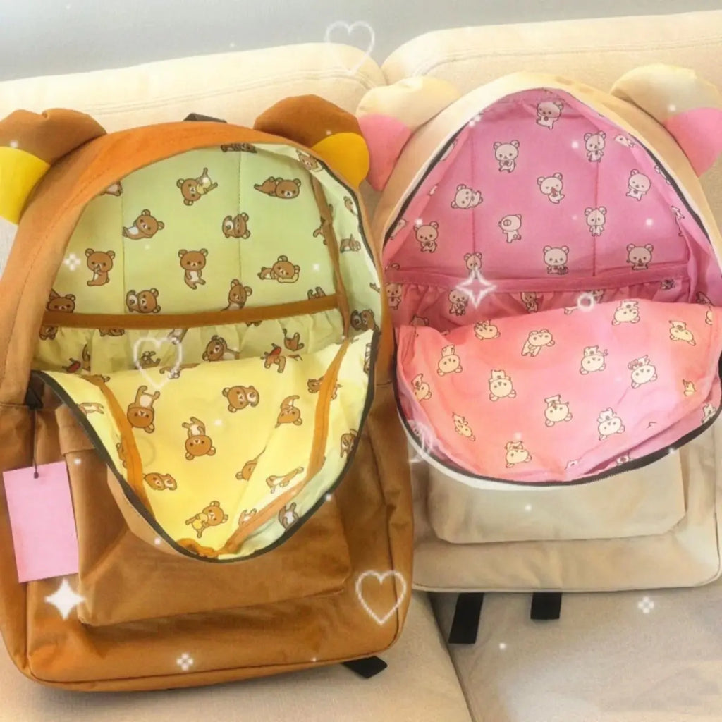 Kawaii Bear Rilakkumas Backpack Large Capacity Backpack Stylish Student School Bag Shoulder Bags Schoolbag Gift
