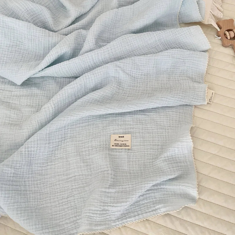 2-3 Layers Baby Blankets Bear Dots Print Cotton Gauze Muslin Swaddle Wrap Newborn Infant Bedding Sleeping Receving Blanket