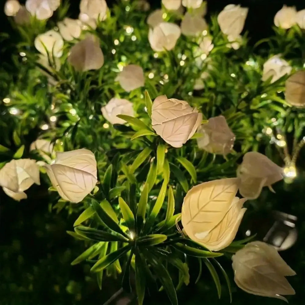 Gardenia Flower Solar Artificial Flower Light 42LED Realistic Waterproof Landscape Lamp Solar Powered Ground Mounted