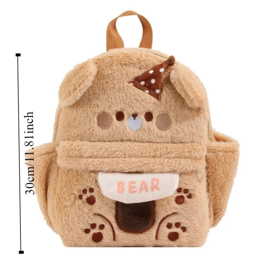 Backpack Adjustable Straps Cartoon Little Bear Backpack Large Capacity Soft Bear Schoolbag Creative Animal Shoulder Bag Gift