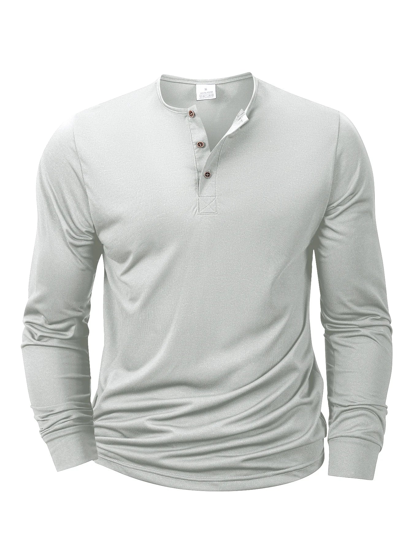 Mens Long Sleeve Henley Neck T-shirt Slim Fit Bottoming Tshirt Casual Button Shirt Comfortable Fitness Tee Cozy Top