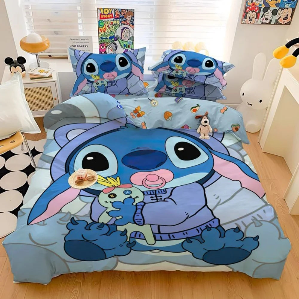 New Disneyzd Cartoon Stitch Bedding Sets Comforter Quilt Bed Cover Duvet Cover Pillow Case Pieces Sets Kids Adult Size Bedroom