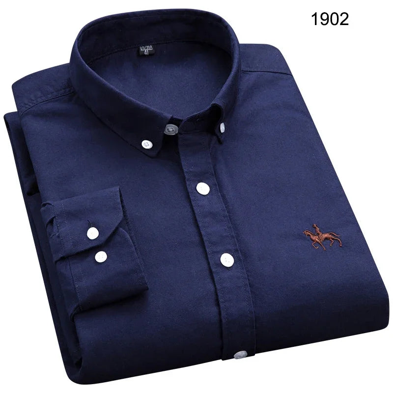 Long Sleeve Shirts for Men Clothing Autumn Winter 100% Cotton Oxford Top Blouse Large Size Business Casual Shirts Korean Fashion