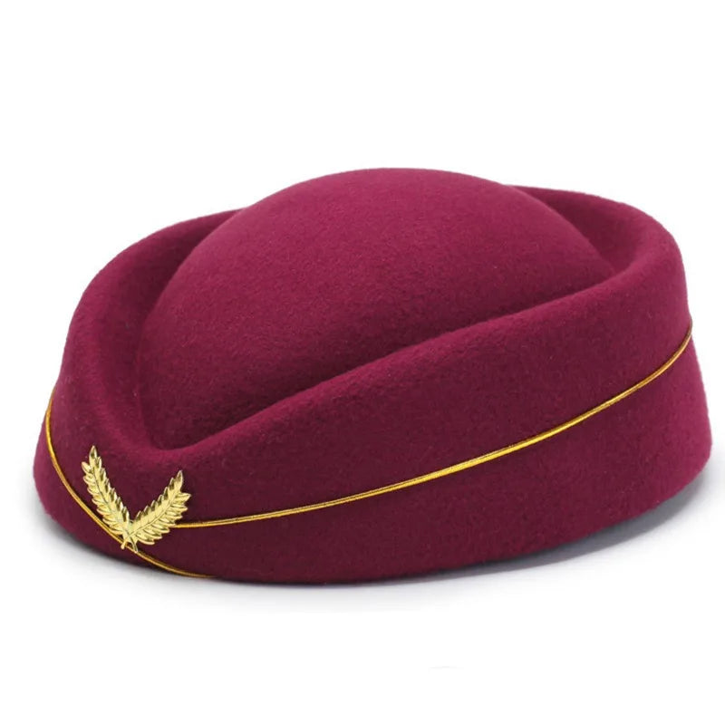 Air Hostesses Hat Stewardess Hat Beret Hat Women Formal Uniform Caps Accessory Party Hats Costume Accessories