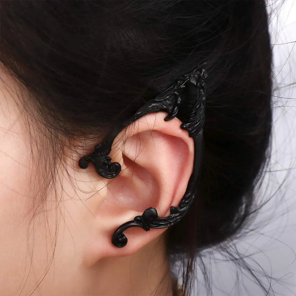 Ear Hook Clip Earrings Solid Color Fashion Design Gothic Elves Ear Cuff Women Earrings Korean Ear Bone Clip Pierced Earrings