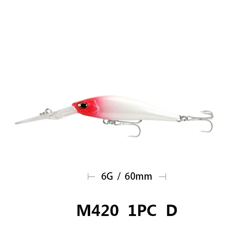 Fishing Lure Long Lip Minnow Wobbler Lure 6cm 6g Deep Diving Floating Jerkbait Swimbait Artificial Hard Bait Trout Bass Bait
