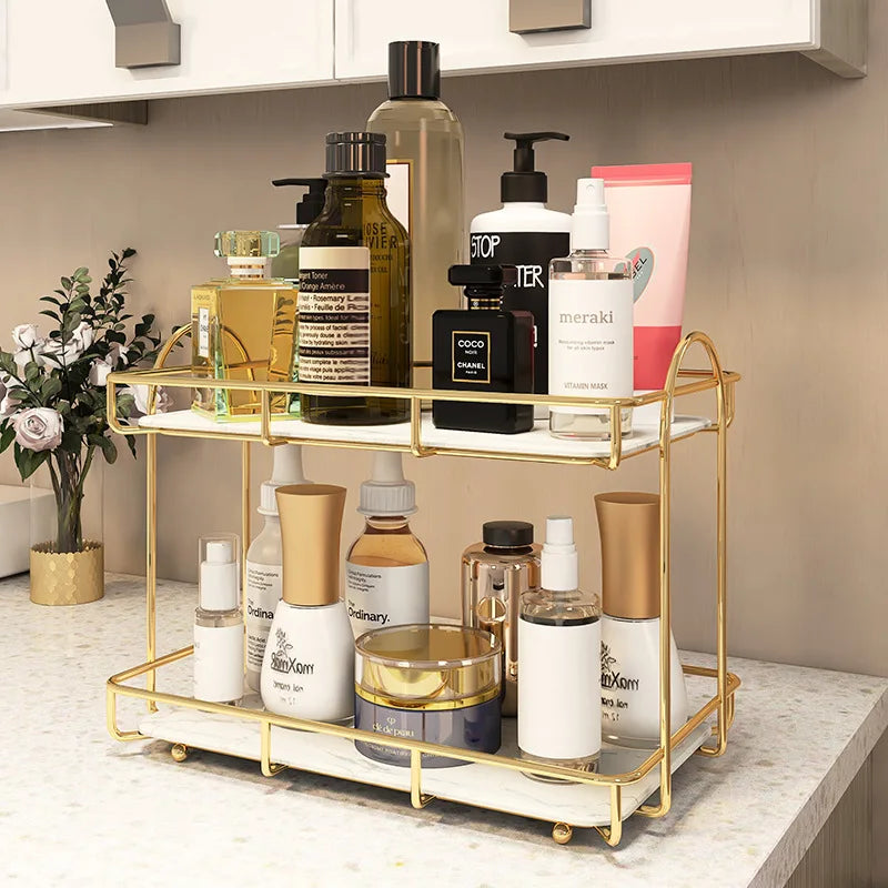 Bathroom Organizer Shelf  Metal Large Capacity Skincare Shampoo Perfume Storage Rack Home Kitchen Desktop Organizer Holder
