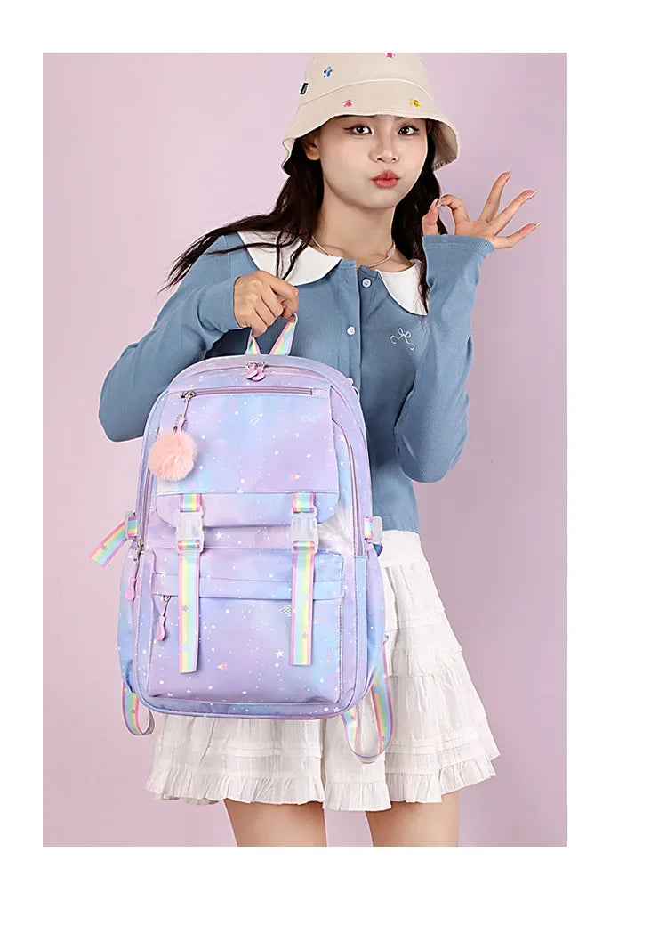 Backpack 2025 Cute Pink Backpacks for Girl Boy Fashion Casual Students Schoolbag Custom printed patterns are available.