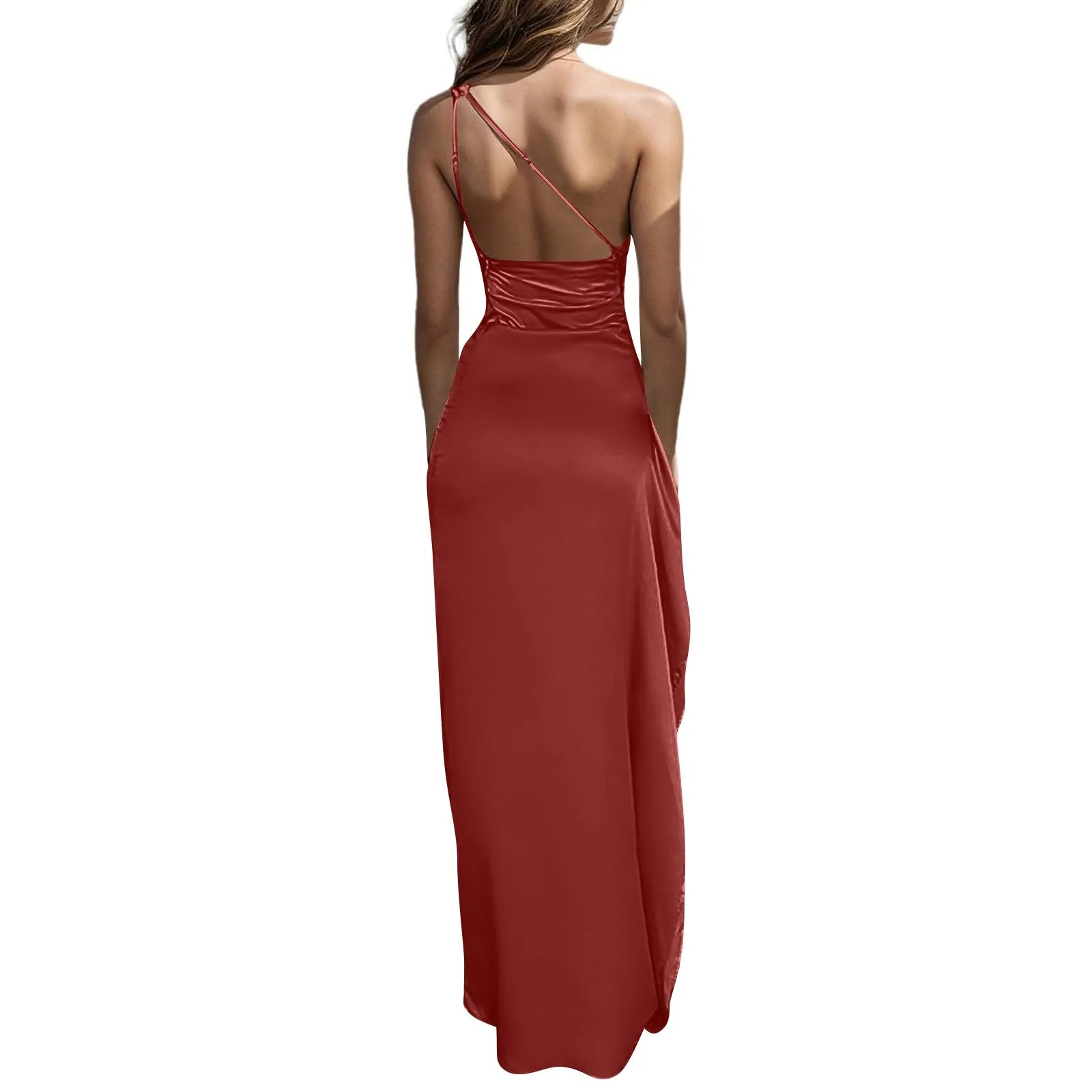 Sexy dresses for women Satin Backless Slim party Long Dress One Shoulder HighSplit Cocktail dress Wedding evening dresses elbise
