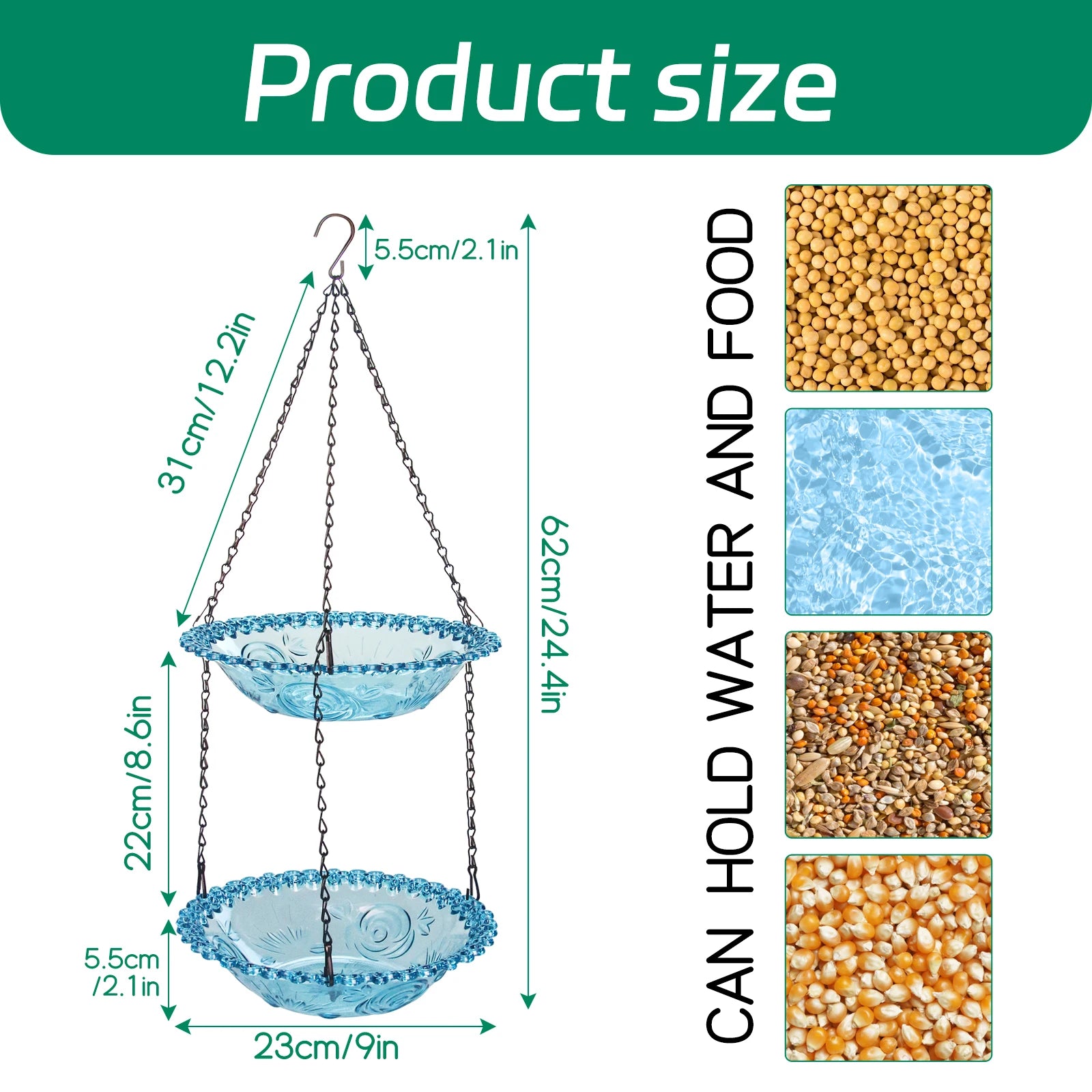 Hanging Bird Bath Hanging Bird-Feeder- Garden BirdBath Tray Wildlife Feeder Plate Water Bowl or Water Bowl for Garden Decoration
