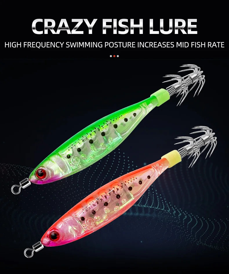 Glow-in-the-dark wood shrimp squid hook plastic hard bait blowpipe octopus hook lure fake bait squid bait