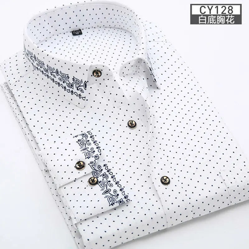 New men's shirt long sleeve spring and summer thin business casual wear fashion breathable slim print high quality plaid